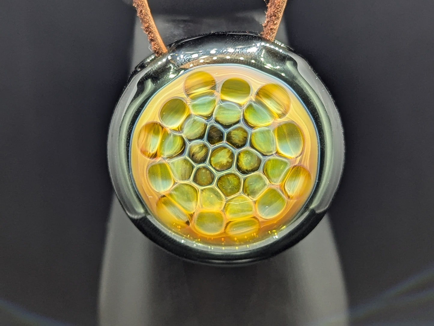 Apricot Honeycomb Pendant (Black Backing)